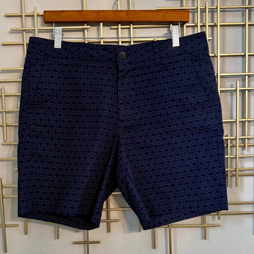 Ben Sherman Navy Geometric Print Stretch Chino Shorts 32